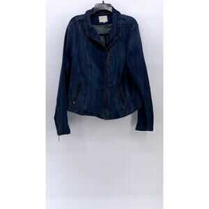 TORRID Women's Blue Denim Zip-Up Long Sleeve Moto Grunge Jacket SZ 3
